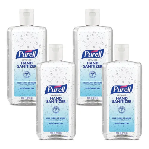 Advanced Hand Sanitizer Refreshing Gel, 1 L Flip Cap Bottle, Clean Scent, 4/carton