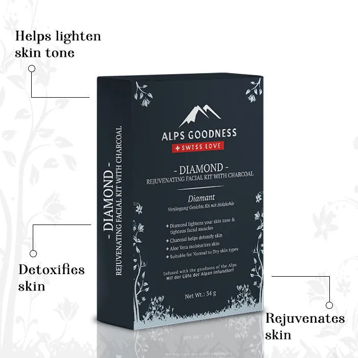 Alps Goodness Diamond Rejuvenating Facial Kit with Charcoal (34 gm)