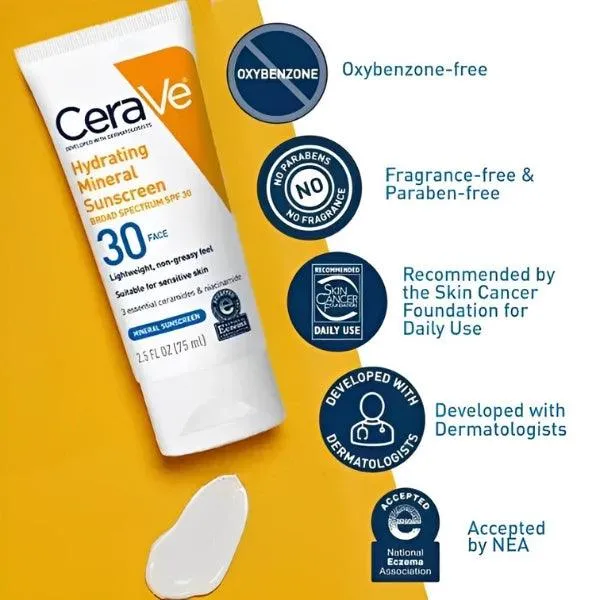 CeraVe Hydrating Mineral Sunscreen SPF 30 75ml