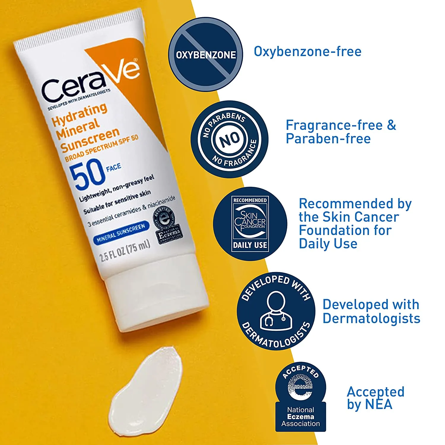 CERAVE HYDRATING SUNSCREEN SPF50 FACE 2.5 Oz