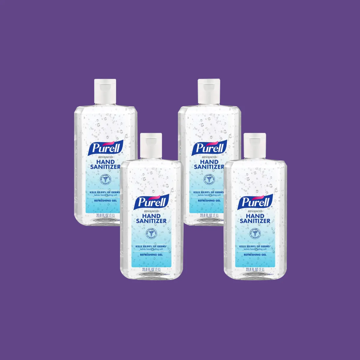 Refill PURELL Advanced Hand Sanitizer Refreshing Gel, Clean Scent, 1 Liter Flip Cap Bottle (Pack of 4)